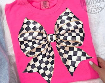 Checkered bow png, Coquette clipart design, trending png, Retro Bow Png, Racing Bow PNG, Checkered coquette bow png, Checkered png, Bow png