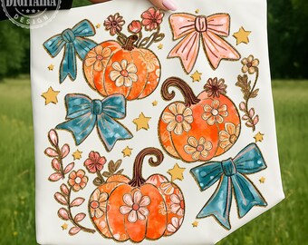 Preppy Fall png, Grandmillennial Pumpkin PNG, Grandmillennial Coquette PNG, Fall PNG, Pumpkin Png, Fall Bow Png, Grand Png, Trendy Png
