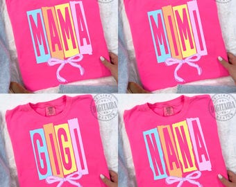 Preppy Mama Png Bundle, Mom Gigi Mimi Nana Bundle, Mothers Day Png, Family Bundle Png, Gift For Her, Preppy Mother Sublimation, Neon png