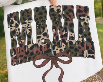 Camo Leopard Mama PNG, Mama png, jaktfruskjortadesign, sublimering av camobågedesign, digital nedladdning av sublimering av hjort- och andjakt