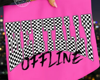 Sarcastic png, Mentally offline PNG Edgy Adult Humor Snarky Checkered Varsity Trending Mental Health Png Adult Shirt Design for Her Fun Mom