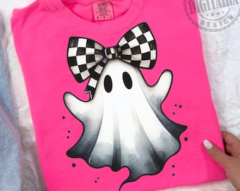 Ghost png, Halloweenspook png, Coquette png, trending png, Halloween png, geblokte geest png, Spooky Season png, esthetiek png, Girlie png
