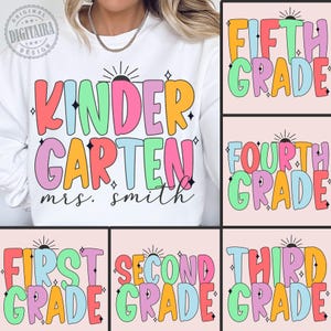Grade Teacher Png Bundle Custom, Back to School Png, Teacher 1st/2nd/3rd Grade Designs, Retro Teacher Team Shirt, First Day Of School Png