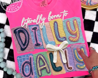 Faux Yarn Dilly Dally PNG, Preppy Girl png, Funny png, Girly Shirt Design Sublimation Born To Dilly Dally png girly knit png,Trendy Design