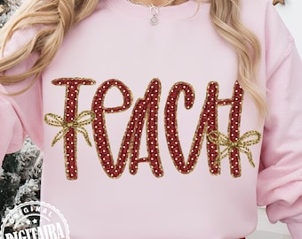 Teach Yarn PNG, Teacher Latch hook png, Teacher yarn png, Coquette Teacher png design, Trendy png, Retro Teach Png, Preppy Coquette Teacher