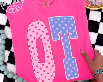 Occupational Therapy Png, Pink Polka dots Png, Floral Png, Chinoiserie Png, DTG, DTF, OT Png, Occupational Therapist Shirt Png, Ot png