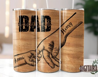 Vaso de papá bendito, Agregar nombres de niños, Manos de papá, Padre, Vaso delgado de 20 oz, Envoltura de vaso, Plantilla de sublimación, Día del padre, PNG.