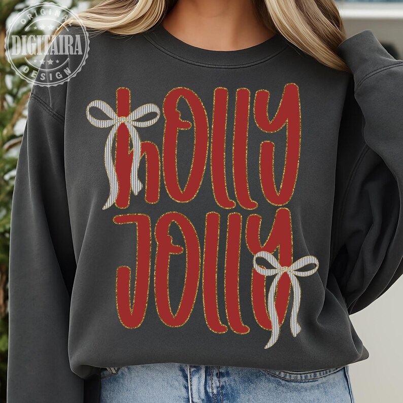 Christmas PNG, Holly Jolly PNG, Merry PNG, Preppy Png, Trendy Png, Faux Glitter Png, Noel Png, Holiday Png, Sublimation Png, Girly Png,faux glitter, holly and jolly, christmas, coquette, holiday, holly, merry, preppy
