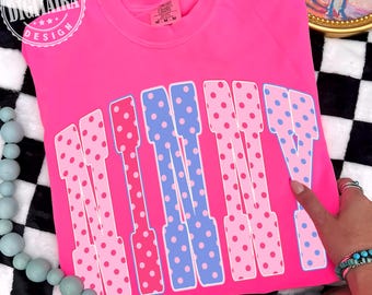 Polka Dots Ninny PNG Coquette Neon Girly Grandmacore PNG Vintage Grandma Ninny Shirt Design Mother’s Day Spring Preppy Polka Dots Ninny