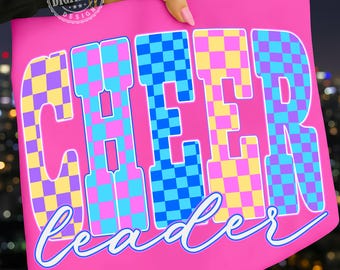 Cheer Svg Png Checkered Cheerleader, Cheerleading Png, Retro Cheerleader, Cheerleader Shirt Iron On Png, Cheer Mom, Cheerleader Sublimation