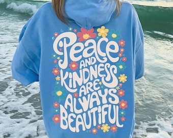 Peace and Kindness PNG, floral png, flower sublimation png, boho flower png, floral shirt design png, daisy png, retro flower saying png