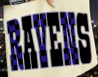 Ravens Png, Checkered Png, Retro Ravens Sublimation,Game Day Png,Ravens Shirt,Ravens Mascot Png,Neon Ravens Png,Football PNG