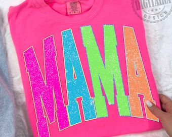 Neon MAMA png, Distressed Neon Mama, Varsity Mama Png, Colorful Mom Digital File, Trending Mama Shirt Png Distressed Mama Sublimation