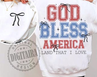 God Bless America Png, Coquette Fourth of July PNG, Sublimation art, digital download, PNG art, America png, Patriotic png, Bows Png