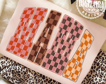 Retro Checkered Fall Mama PNG: Cozy Autumn Design (Digital Download)