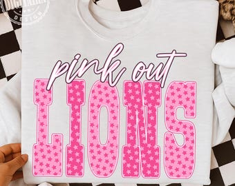 Lions Png, Pink Out Lions Png, Football Pink Out Png, Breast Cancer Awareness Png, Lions Pink Out Shirt Png, Lions Football Png
