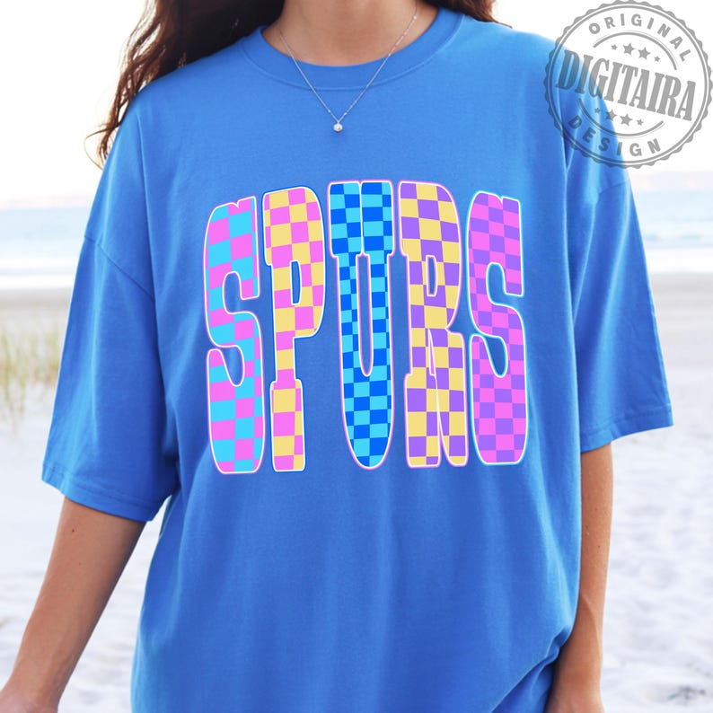 Spurs PNG, Retro Basketball Checkered Design, Neon Spurs PNG, Sublimation File, Instant Digital Download, San Antonio PNG