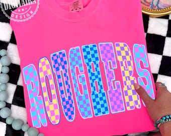 Roughers Png, Checkered Png, Retro Roughers Sublimation, Game Day Png, Roughers Shirt, Neon Roughers Png,School Spirit PNG