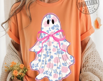 Spöke png, Preppy spöke png, Coquette PNG, trendande png, Halloween png, rosa rosett png, Spooky säsong png, estetisk png, Girlie PNG
