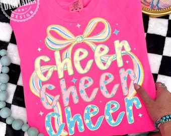 Cheer Coquette Png, Blue Gold Cheer Mom Shirt Design, Cheer png, Cheerleading Png, Preppy Cheerleader Coquette Bow Png, Cheer Season Png