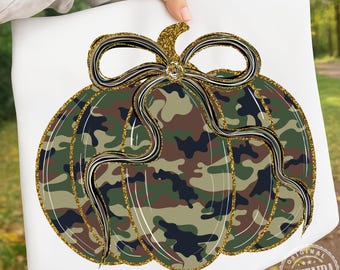 Camo Kürbis Glitter Png, Kokette Herbstkürbis Png, Preppy Kürbis Png, trendiges Thanksgiving Design, Girly Herbst Png, Kürbisgewürz Png