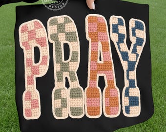 Yarn Pray png, Christian Yarn checkered PNG Retro Varsity Faith png Blessed Jesus Design Trending Girly Bible Quote Pray Shirt png