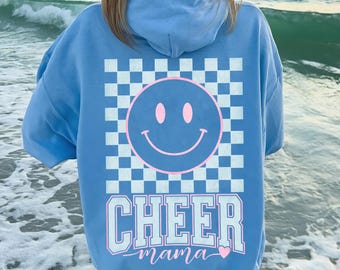 Cheer Mama Png, Bow, Cheerleader Mom Png, Preppy Cheer Mom Png, Coquette Pink Blue, Retro Cheer Mom Shirt Iron On Png, Sublimation