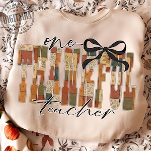 Thankful Teacher Png,Preppy One Thankful Teacher Png, Fall Teacher Png, Teacher Thanksgiving Turkey Png, Patchwork Teacher Thanksgiving Png