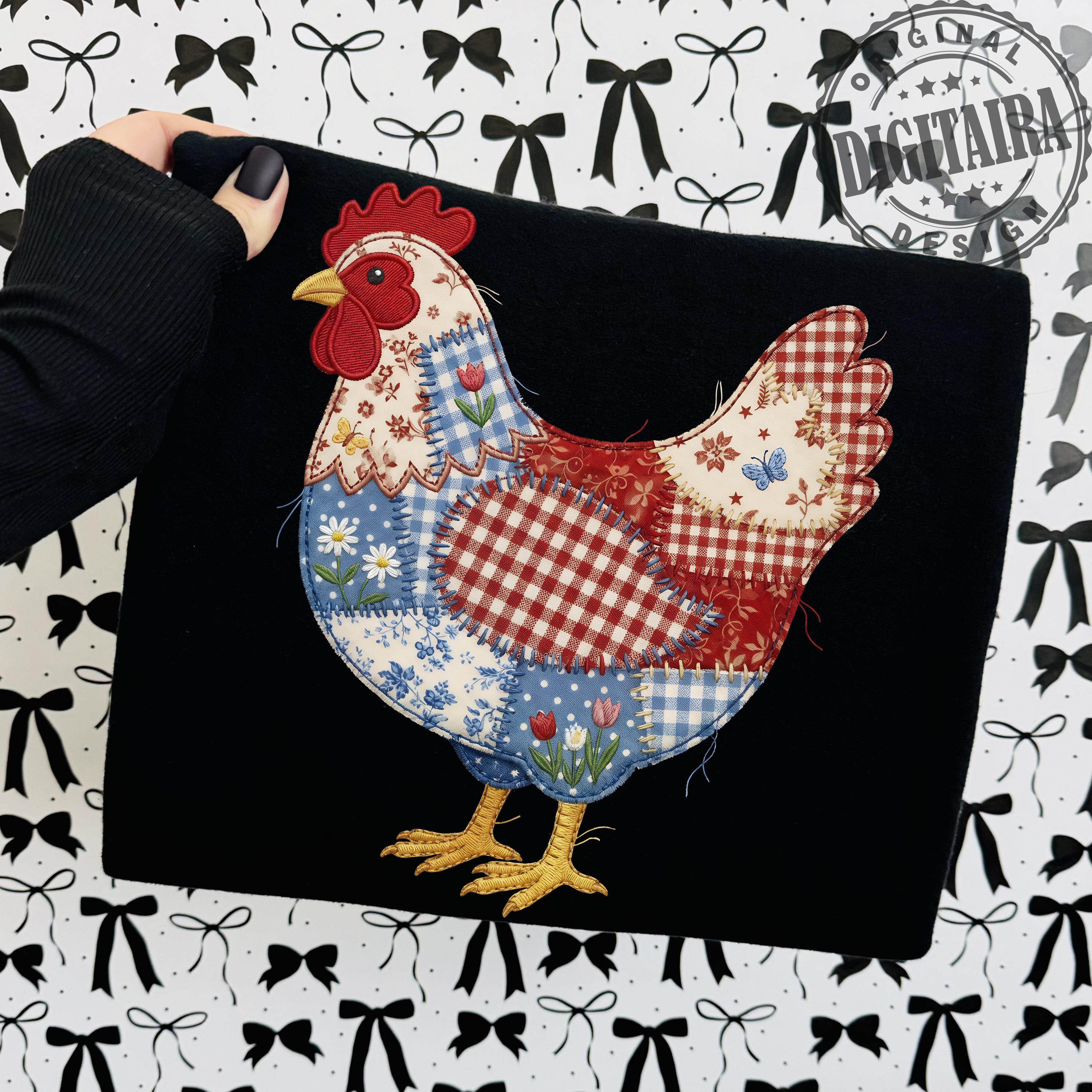 Patchwork Chicken Easter PNG, Floral Retro Hen Design, Cottage Core ...