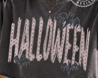 Retro Halloween Bats s Png, Preppy Halloween Movie Png, Pumpkin Halloween Png, Spooky Season Png, Varsity Png, Distressed Striped Png