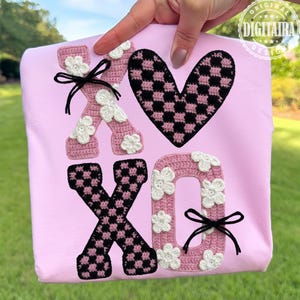 XOXO Knit Png, Xoxo Yarn PNG, Trendy Valentine Png, Checkered Vday Preppy PNG, Valentine's Day Png