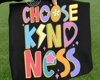 Choose Kindness Png, Inspirational quote PNG, Teacher PNG, Back To School png, Preppy Color Block Glitter Positive PNG Appreciation Gift