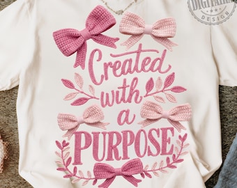 Latch Hook Yarn Faux Created With A Purpose PNG, Christian Shirt, Christian Png, Religious Shirt Png, Worship Shirt, Gift for Christian