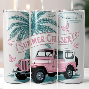 Summer Tumbler Wrap, 20oz Skinny Sublimation Tumbler Design, Watercolor Summer Sublimation Design, Summer Chaser Tumbler Png Downloads