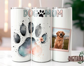 Dog Mom Quote Photo Frame 20oz Skinny Tumbler Sublimation Designs,Instant Digital Download PNG, Tumbler Template Straight