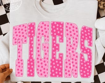 Tigers Png, Stars Png, Retro Tigers Sublimation, Game Day Png, Tigers Shirt, Tigers Mascot Png, Neon Tigers Png,Football Shirt PNG