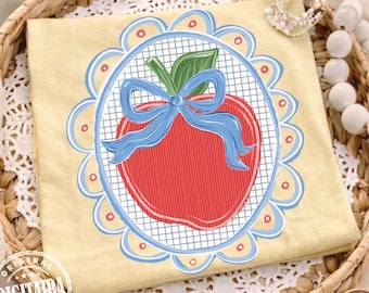 Apple Teacher PNG, Teacher Appreciation Shirt Design, Teacher Apple Png, Blue Gingham Stripes PNG, Back to School Sublimation,Preppy png