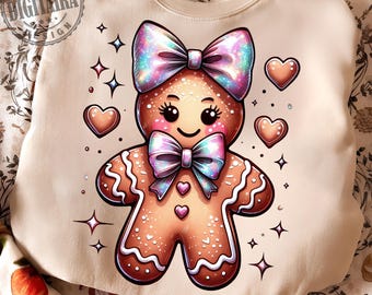Gingerbread man png,Iridescent Christmas Gingerbread Cookie PNG,Christmas PNG,Coquette Christmas png,Funny Christmas png,Sublimation Designs