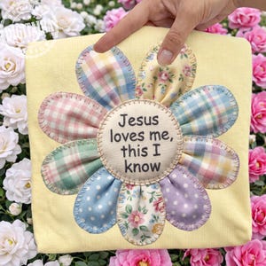 Jesus Love Me,This I know png, Christian PNG, Psalm Bible Verse, Christian png,Daisy Faux Patchwork Pearl PNG,Spring Daisy Flower,Summer png