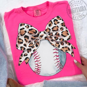 Baseball png,Preppy Baseball PNG Coquette leopard Bow PNG, Coquette clipart design, retro mama png pink bow png, aesthetic png,Bow png
