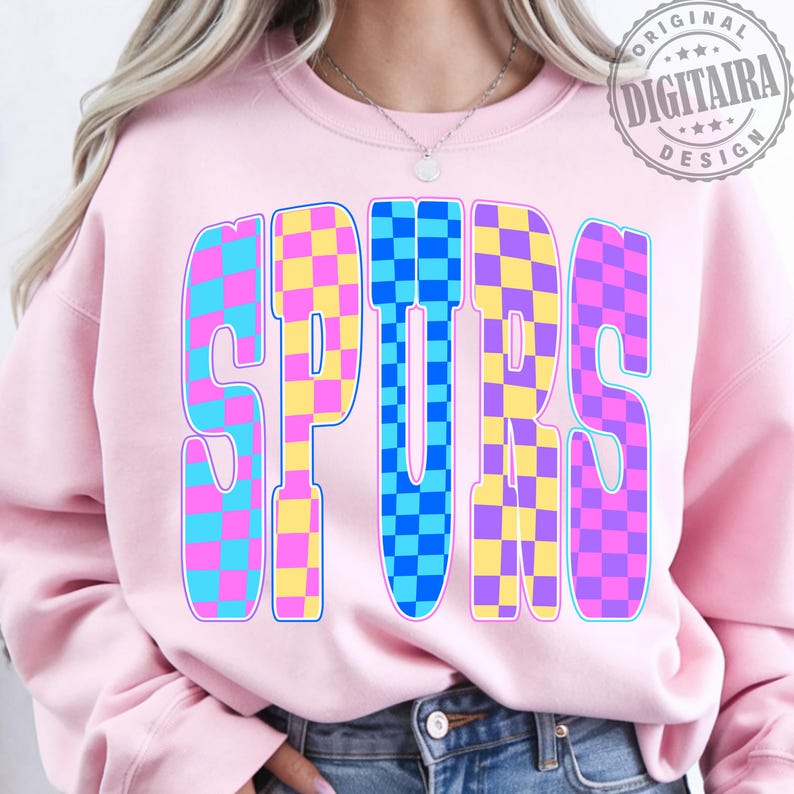 Spurs PNG, Retro Basketball Checkered Design, Neon Spurs PNG, Sublimation File, Instant Digital Download, San Antonio PNG