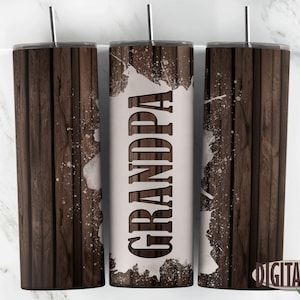 Wood GRANDPA Tapered Skinny Tumbler, Wood Sublimation Tumbler Design, Tumbler PNG Instant Download Sublimation/Commercial Use