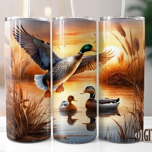 Sunset Ducks Tumbler Design, Landscape PNG Sublimation Designs Downloads - Skinny 20oz - Tapered & Straight