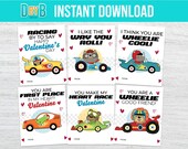 Race Car Valentines Day Printable Cards