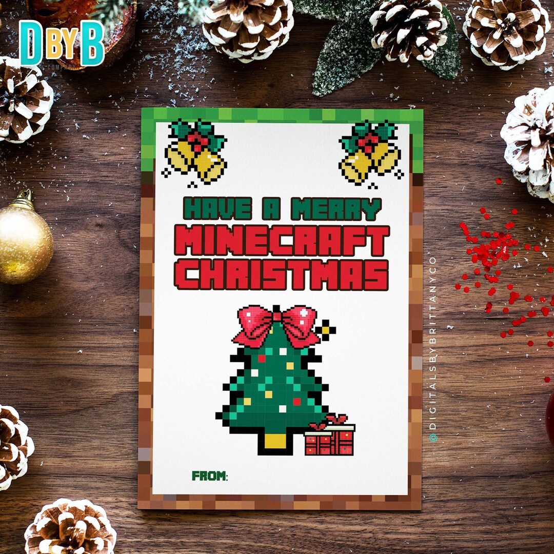 Have a Merry Mine Craft Christmas Greeting Card, Printable Christmas ...