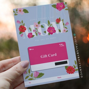 Happy Mother&#39;s Day Mom Gift Card Holder, Printable Mother&#39;s Day Gift Card Holder, Last Minute Mother&#39;s Day Gift Card Holder
