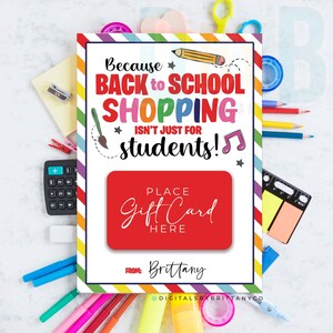 Back to School Gift Card Holder, Printable Teacher Gift Card Holder, Last Minute School Supplies Gift Card Holder