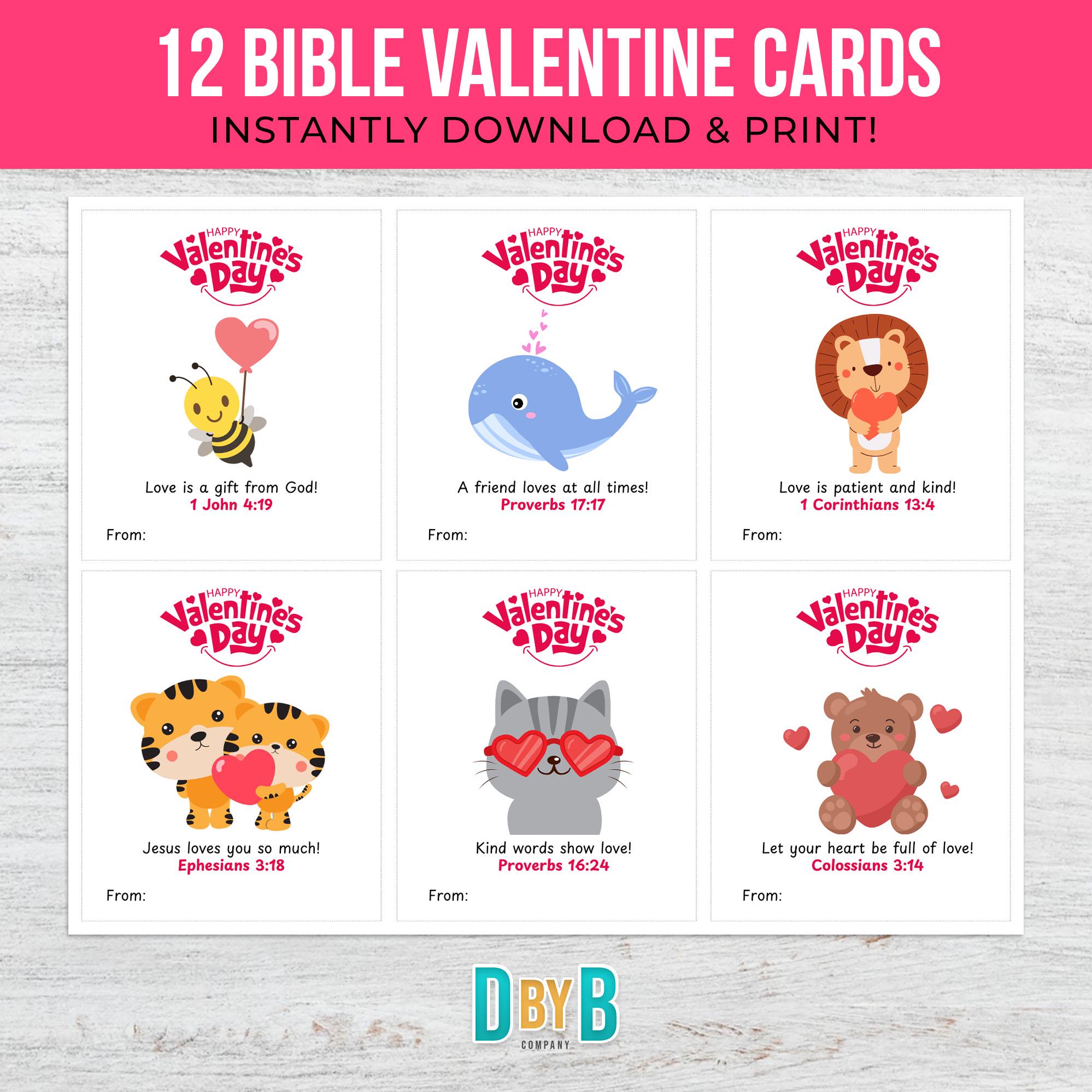 Christian Valentine Cards for Kids: Bible Verse Animal Designs ...