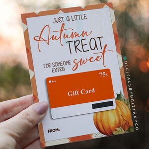 Druckbar Bearbeitbar Nur ein kleiner Herbstgenuss für jemanden Extra Süßer Geschenkkartenhalter, Thanksgiving-Kaffee-Geschenkkartenhalter