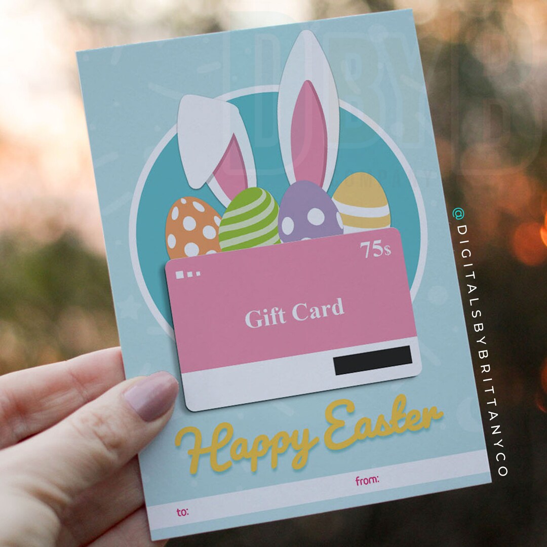 Easter Bunny Gift Card Holder, Printable Happy Easter Gift Card Holder